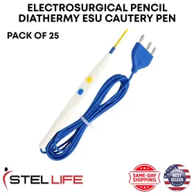 Gbs-db-25 Stellife Diathermy Esu Cautery 25 Pcs Box Electrosurgical Pencil With Blade Electrode